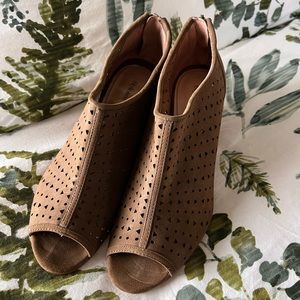 Peep toe heeled booties